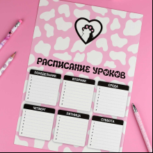 Расписание уроков "Котолапы", А4, розовый, белый