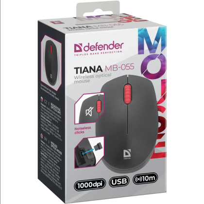 Мышь DEFENDER "Tiana MB-055", беспроводная, 1000 dpi, черный - 4