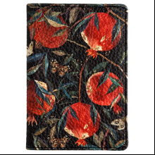 Обложка для паспорта "Flora. Гранат", кожзам., черный, красный