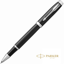 Ручка-роллер "IM Black Lacquer CT", 0.5 мм, черный, серебристый, стерж. черный