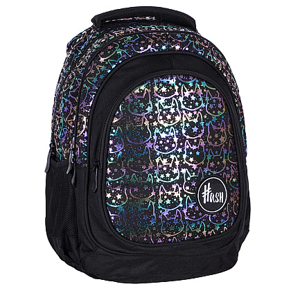 Рюкзак молодежный "Hash neon kitty", чёрный