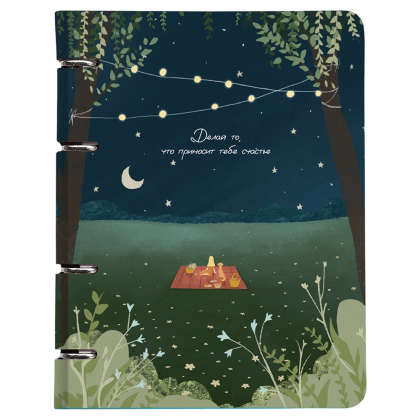 Тетрадь "Dreamer. Фонарики", А5, 120 листов, клетка, на кольцах, разноцветный