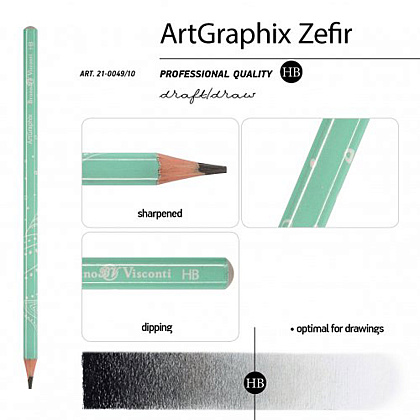 Карандаш чернографитный "ArtGraphix. Шепот моря", HB, без ластика, ассорти - 3