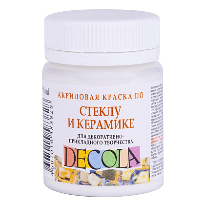 Краска акриловая по стеклу и керамике "Декола", 104 белая, 50 мл., банка