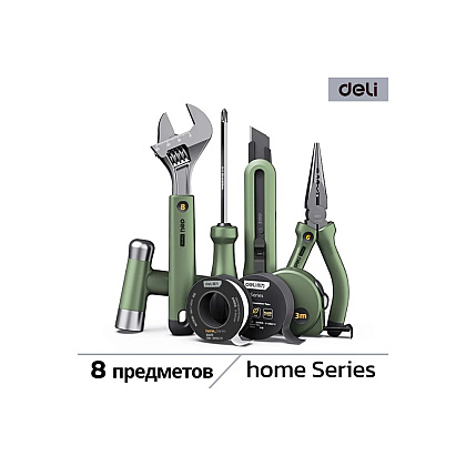 Набор ручного инструмента Deli HS, 8 предметов, Soft Touch, зеленый - 2