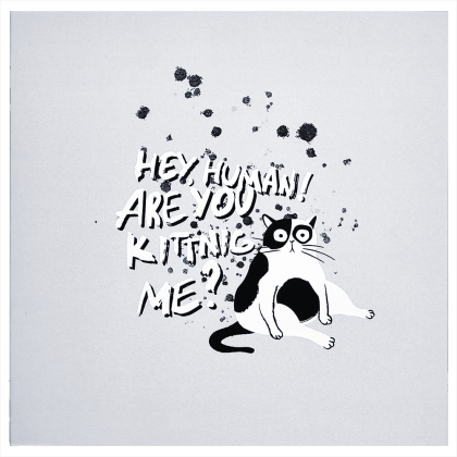 Альбом для рисования "Hey human кот", 170x170 мм, 40 листов, склейка, голубой