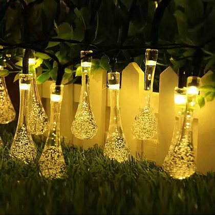 Гирлянда уличная "Капля рося", 3 м, 20 LED, тепло белый, солнечная батарея - 9