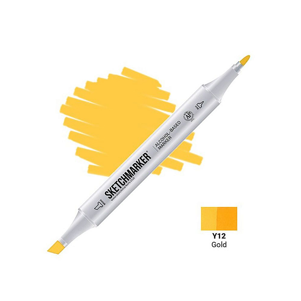 Маркер перманентный двусторонний "Sketchmarker", Y12 золото