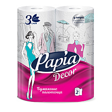 Полотенца бумажные Papia Decor, в рулонах, 10,3 м, 3 слоя, 2 рулона, 100% целлюлоза