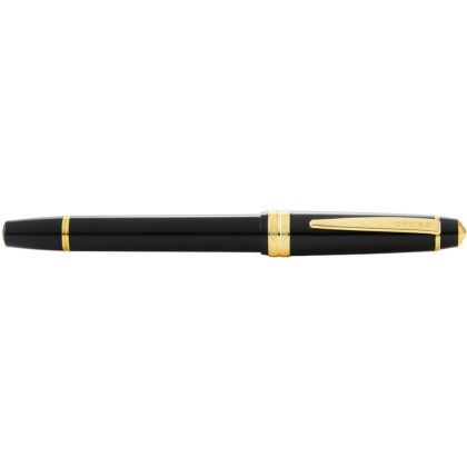 Ручка перьевая F "Bailey Light Polished Black Resin and Gold Tone", черный, золотой - 3