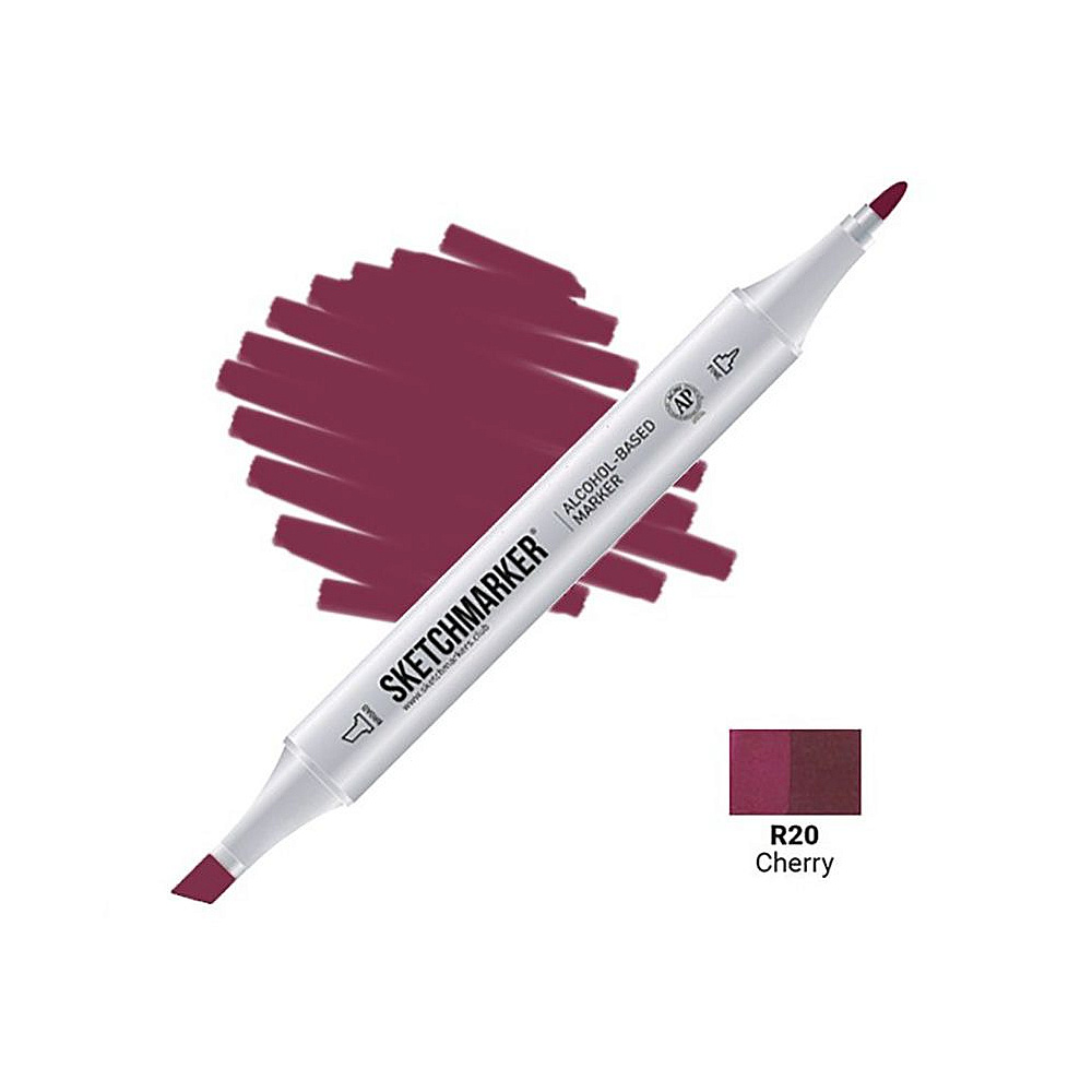 Маркер перманентный двусторонний "Sketchmarker", R20 вишня
