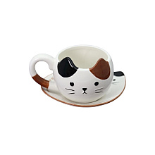 Чашка с блюдцем "Mr. Purr", 430 мл., керамика, белый