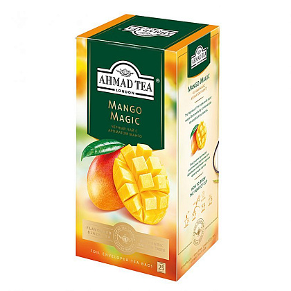 Чай "Ahmad Tea Mango Magic", 25 пакетиков x1.5 гр, черный, с ароматом манго