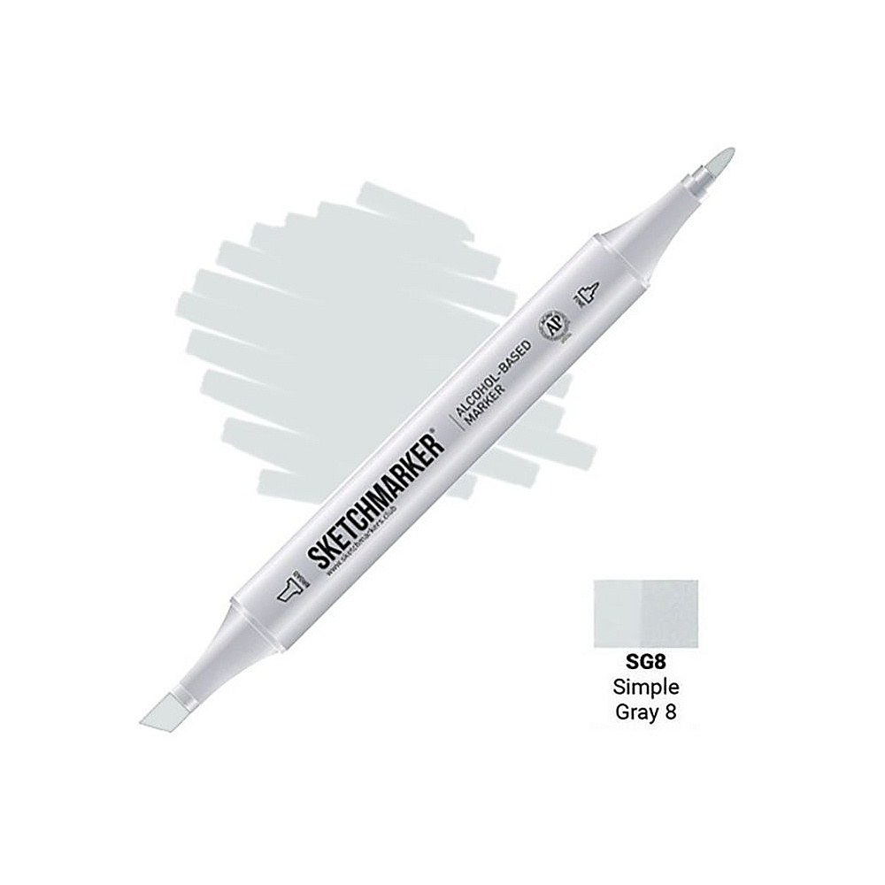 Маркер перманентный двусторонний "Sketchmarker", SG8 серый простой №8
