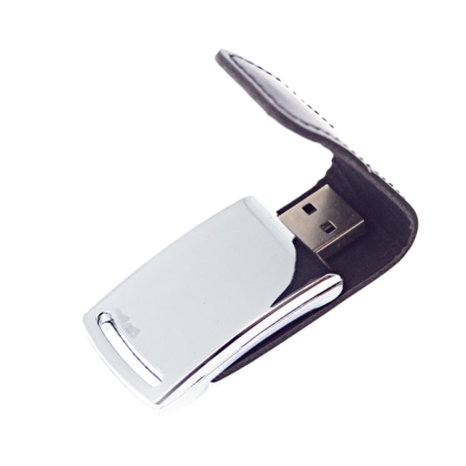 USB Flash 2.0 32 Gb VDL-014, метал, кож.зам., черный  - 2