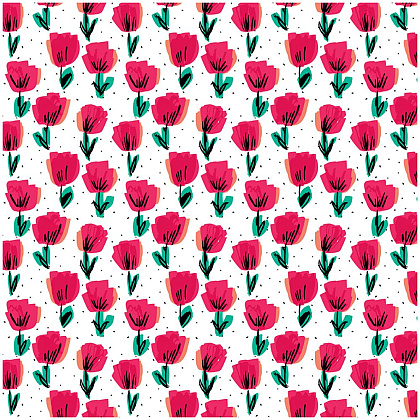 Бумага декоративная в рулоне "Red tulips", 1x0.7 м, 90 г/м2, разноцветный - 2