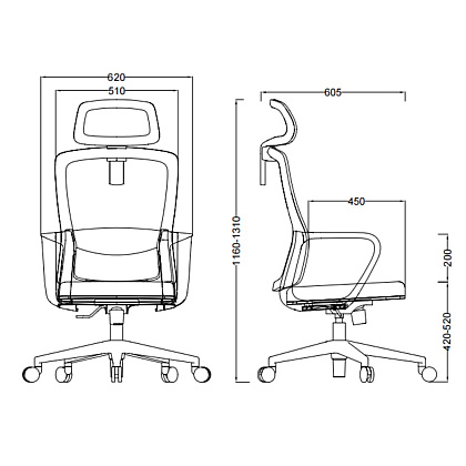 Кресло компьютерное SitZone U-060A, сетка, ткань, черный - 6