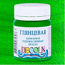 Краска акриловая глянцевая "Декола", 717 зеленая светлая, 50 мл., банка
