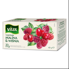 Чай "Vitax", 20 пакетиков x2 г, фруктовый, со вкусом малины и вишни