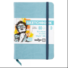 Скетчбук "Darwi", 10.2х14.2 см, 140 г/м2, 80 листов, светло-голубой