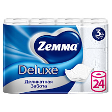 Бумага туалетная Zemma Deluxe, 24 рулона, 3 слоя, белый