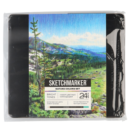 Набор карандашей цветных "Sketchmarker Природа", 24 цвета, в металлической коробке - 3