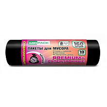 Мешки для мусора 160л, 10шт/рулон, ПВД Mirpack Premium+ 35мкм, 93х110см, черный