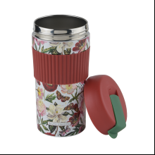 Кружка термическая "Flora. Пионы", металл, 500 мл, белый, красный