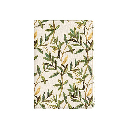 Обложка для паспорта "Flora. Олива", кожзам., белый, зеленый - 3