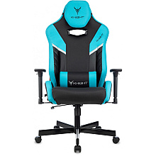 Кресло игровое Бюрократ Knight Thunder 5X экокожа, черный, голубой, металл