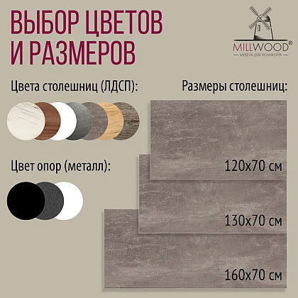 Стол письменный Millwood Лофт Сиэтл (ДТ-5), 1600х700 мм, бетон, белый - 10
