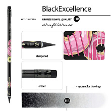 Карандаш чернографитный  "Black Excellence. Донат рулит!", HВ, с ластиком