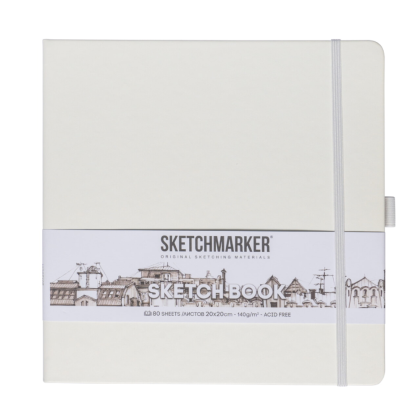 Скетчбук "Sketchmarker", 80 листов, 20x20 см, 140 г/м2, белый 