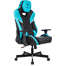 Кресло игровое Бюрократ Knight Thunder 5X экокожа, черный, голубой, металл