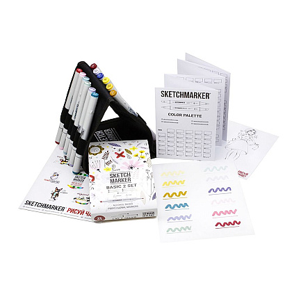 Набор маркеров перманентных двусторонних "Sketchmarker Basic 2", 12 шт. - 2