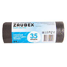 Мешки для мусора ПНД "Zaubex", 6 мкм, 35 л, 25 шт/рулон, черный