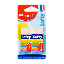 Ластик Maped "Softy", 2шт, белый, блистер, (029840)