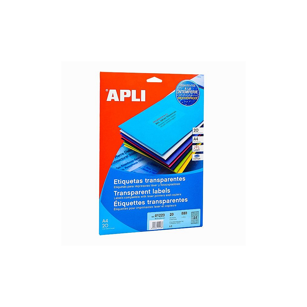 Влагоустойчивые прозрачные этикетки из полиэстера "Apli", 210x297 мм, 20 листов, 1 шт, прозрачный