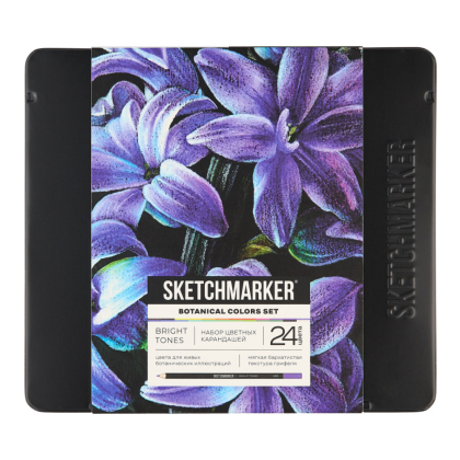 Набор карандашей цветных "Sketchmarker Ботаника", 24 цвета, в металлической коробке