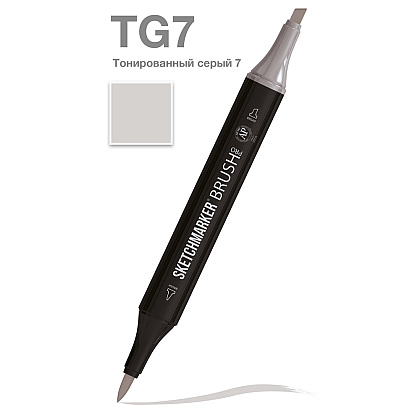 Маркер перманентный двусторонний "Sketchmarker Brush", TG7 тонированный серый 7