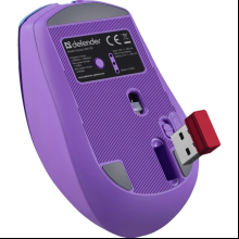 Мышь DEFENDER Mystery MM-301, оптич., беспроводная, фиолетовый, 800-1600 dpi