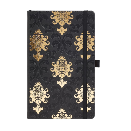 Блокнот "Baroque Gold", А5, 96 листов, линейка, на резинке, черный, золотистый