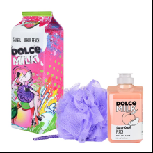 Набор подарочный DOLCE MILK: гель для душа "Персик на пляже" 300 мл, губка для душа