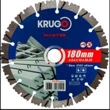 Круг алмазный по бетону Krugo Master, 180х22.23 мм, турбосегментный