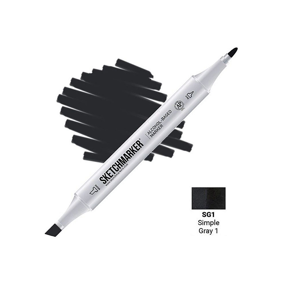 Маркер перманентный двусторонний "Sketchmarker", SG1 серый простой №1