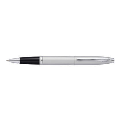 Ручка роллер "Calais Satin Chrome", 0.7 мм,матовый серебристый, черный, стерж. черный