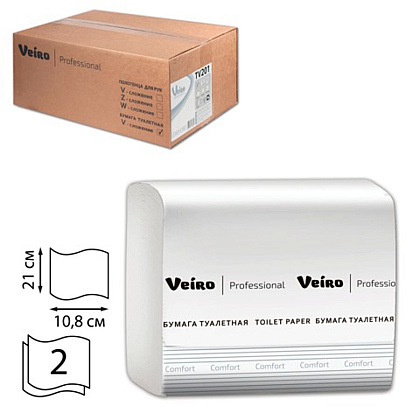 Бумага туалетная листовая "Veiro Professional Comfort", 2 слоя - 2