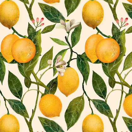 Бумага декоративная в рулоне "Flora. Lemons", 1 x 0,7 м
