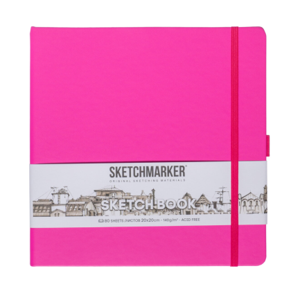 Скетчбук "Sketchmarker", 80 листов, 20x20 см, 140 г/м2, фуксии 