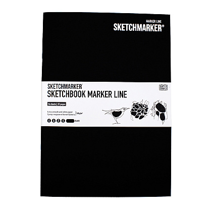 Скетчбук "Sketchmarker marker line", 17.6x25 см,160 г/м2, 16 листов, черный